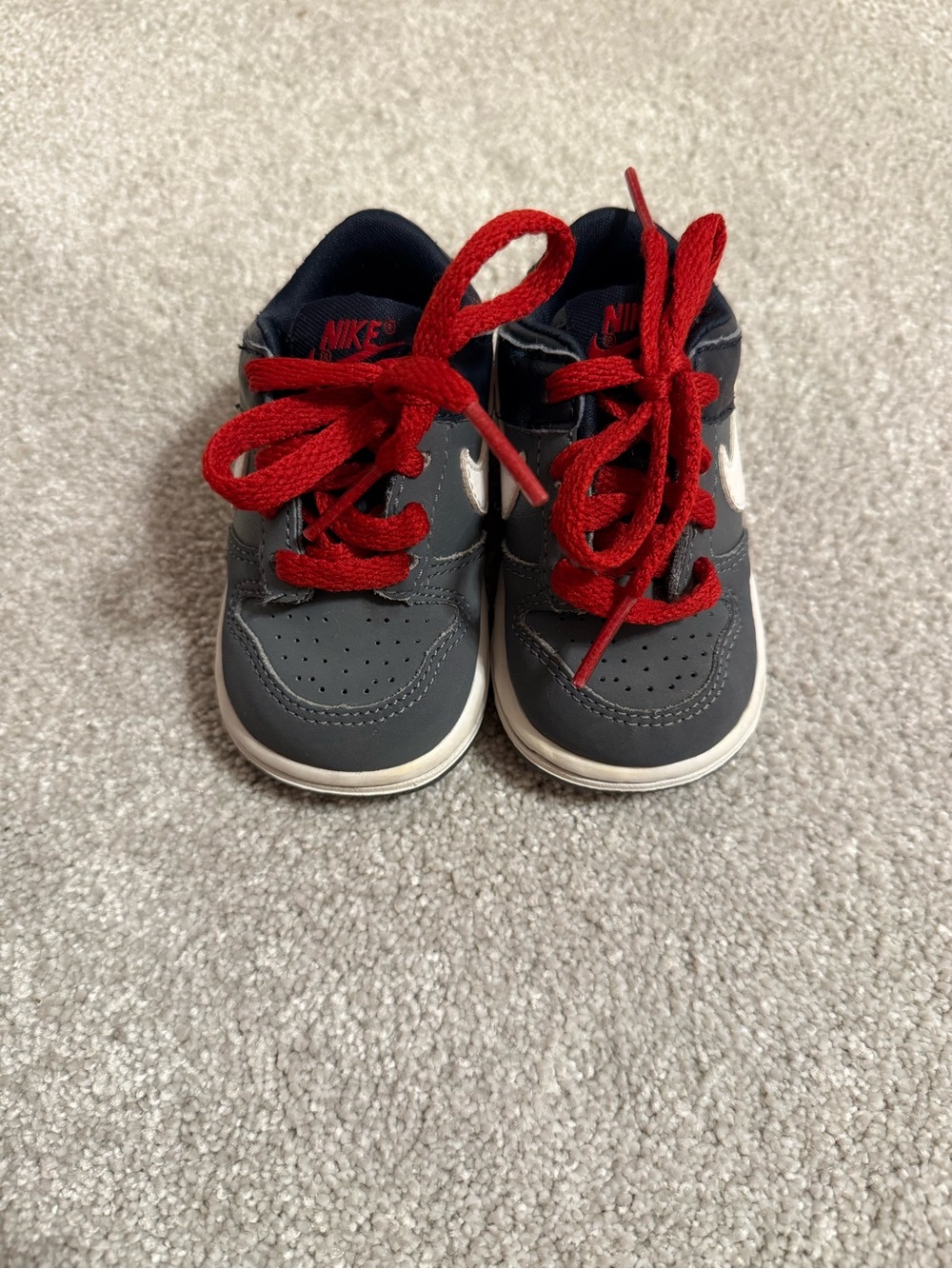 Nike Toddler Grey Sneakers with Red Laces